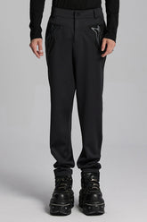 Pantalon punk pour homme avec coutures en cuir noir et rivets